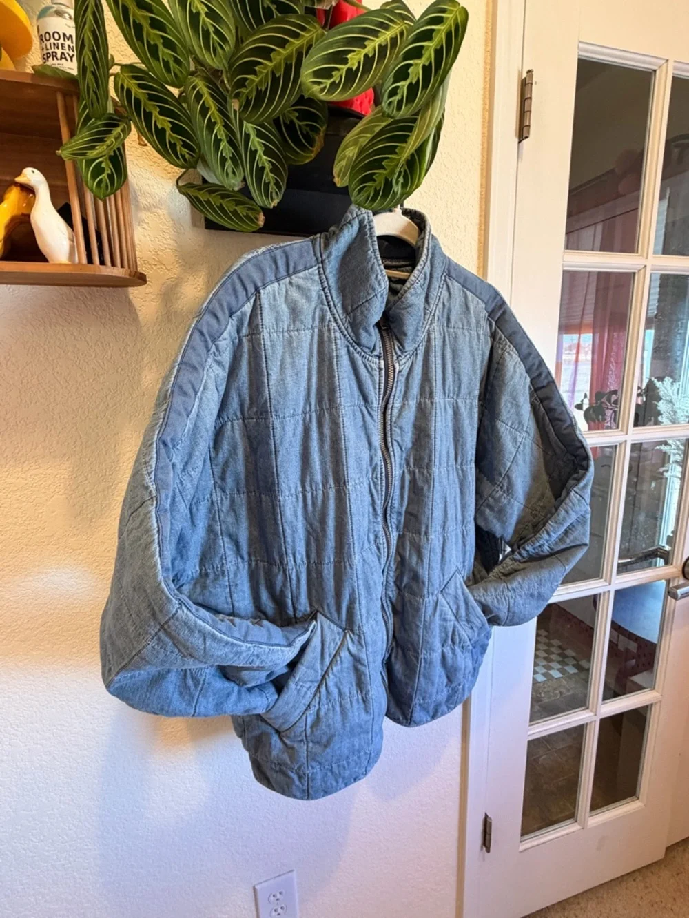 Free People - Quilted Denim Dolman Jacket, L - Picture 2 of 5